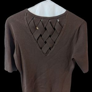 Brown woolen top with accent by Worth